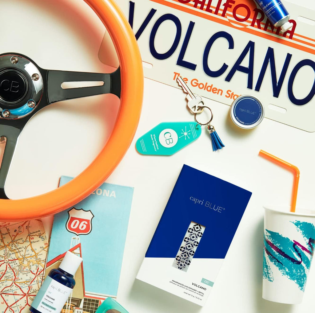 Capri Blue Fragranced Car Diffuser With Refills - Volcano Car Freshener - Fragrance Diffuser For Car