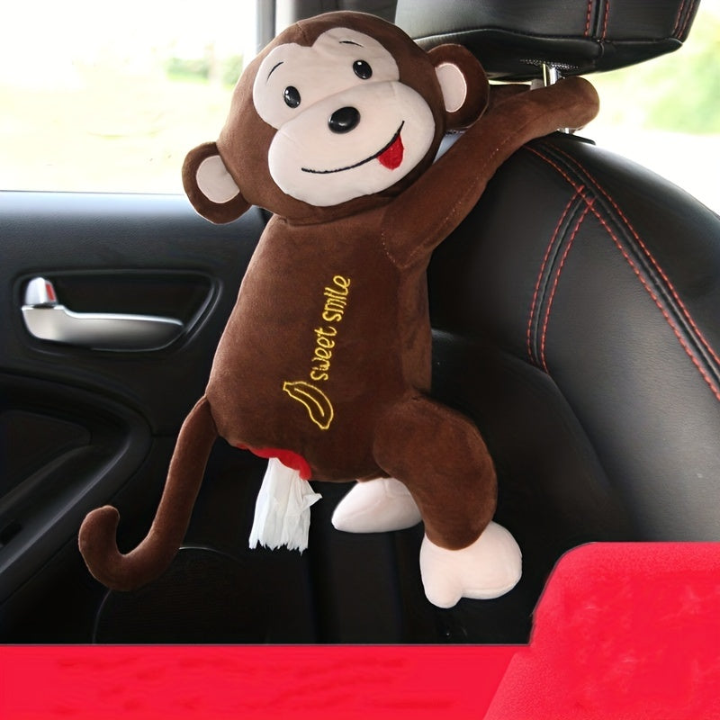 Leather Monkey Car Tissue Box Creative Armrest Box Cartoon Net Red Hanging Seat Rear Car Car Inside Draw Paper Box