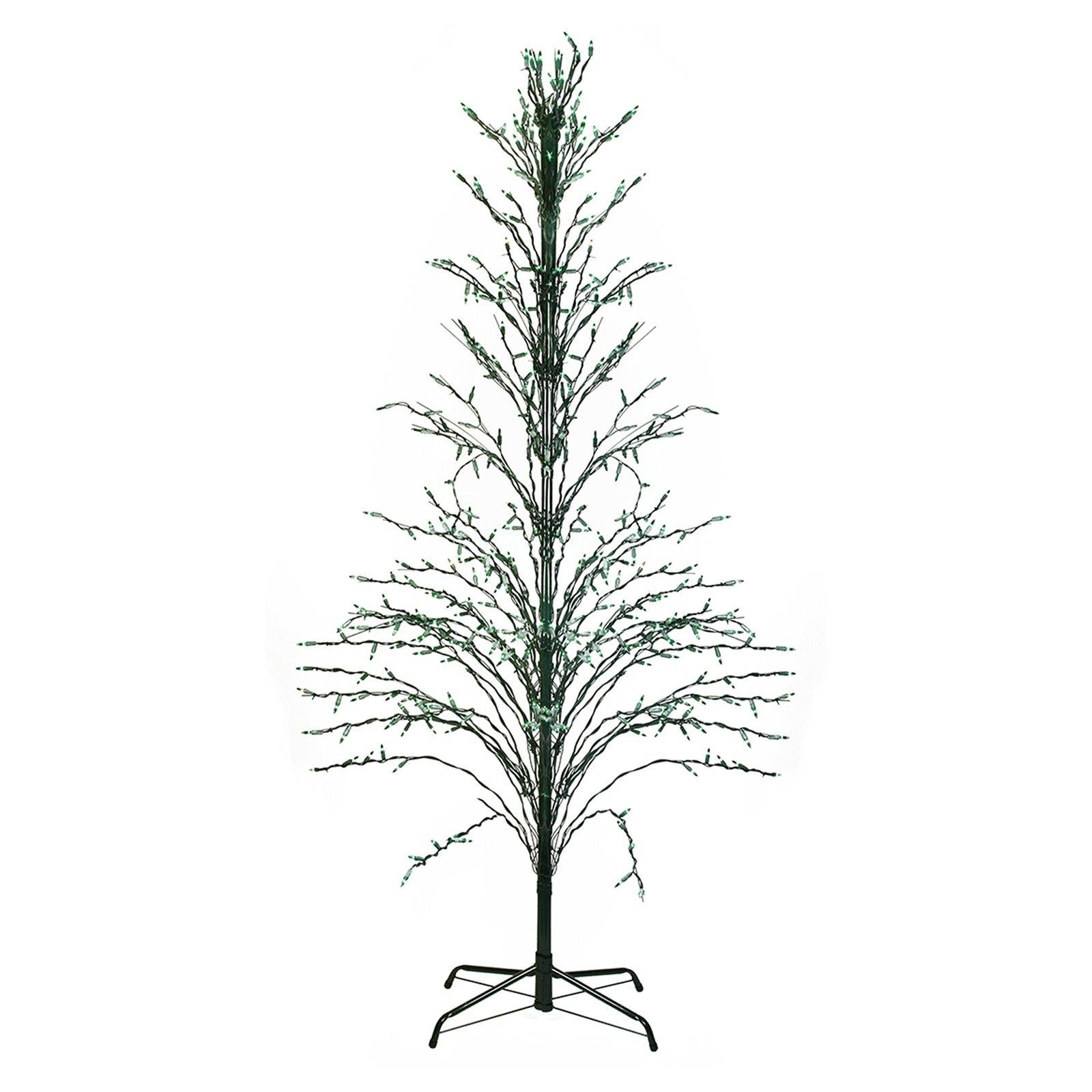 Northlight 6 ft. Green Lighted Christmas Cascade Twig Tree Outdoor Yard Art Decoration - Green Lights