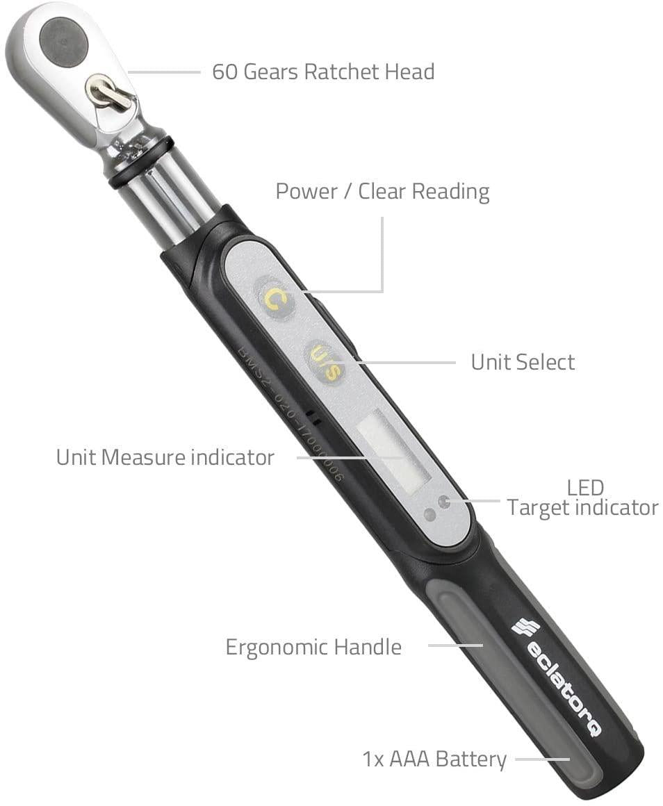 OKSLO Venzo Bicycle Tools Set Digital Torque Wrench 0.3-20Nm or 0.22-14.75 ft-lbs 1/4