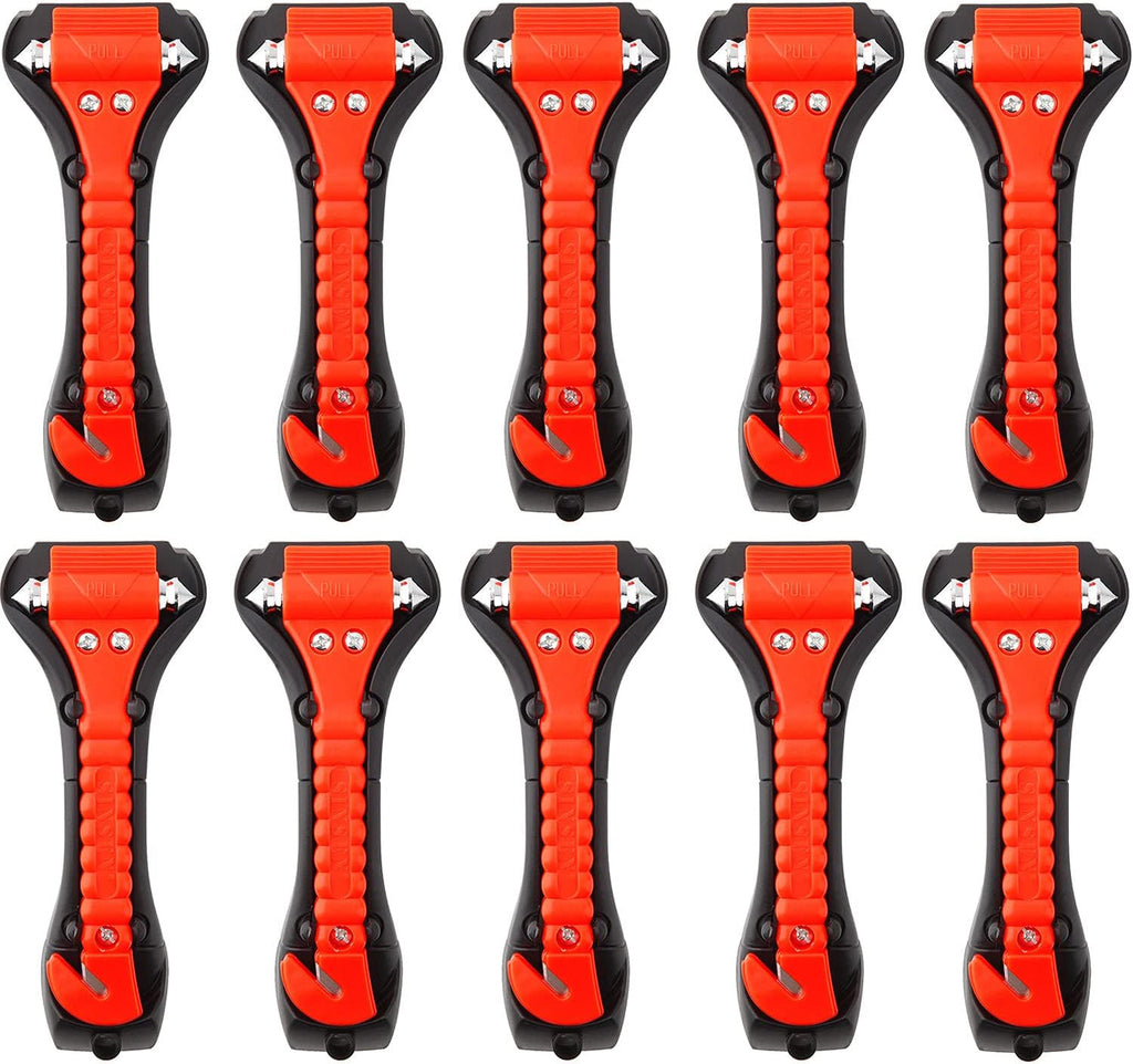 10 PCS Car Safety Hammer Emergency Escape Tool Auto Car Window Glass Hammer Breaker and Seat Belt Cutter Escape 2-in-1 for Family Rescue &amp; Auto Emergency Escape Tools