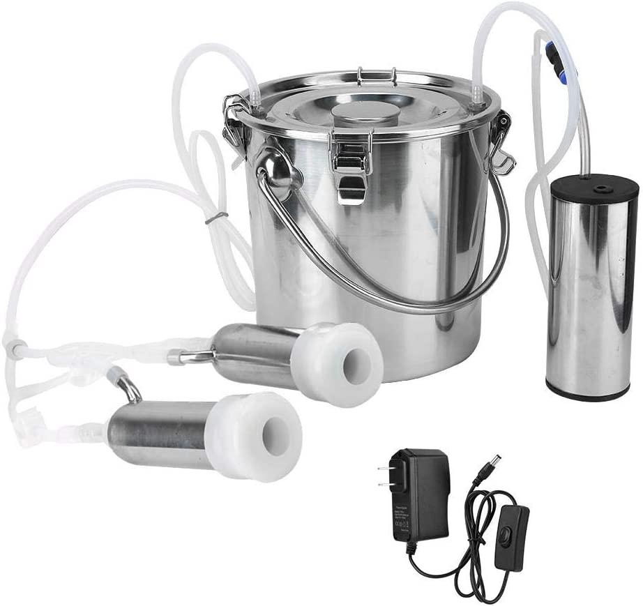 5L Electric MilMachine Kit, Household Electric Sheep Goat Cow MilMachine Minitype Portable  Steel Double Head Milker