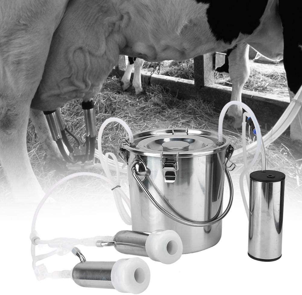 5L Electric MilMachine Kit, Household Electric Sheep Goat Cow MilMachine Minitype Portable  Steel Double Head Milker