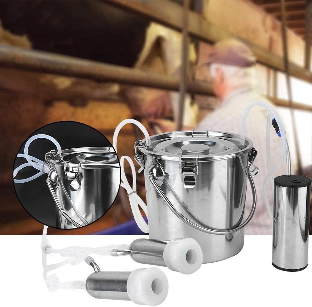5L Electric MilMachine Kit, Household Electric Sheep Goat Cow MilMachine Minitype Portable  Steel Double Head Milker