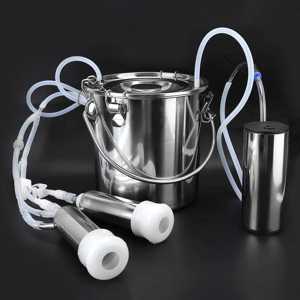 5L Electric MilMachine Kit, Household Electric Sheep Goat Cow MilMachine Minitype Portable  Steel Double Head Milker