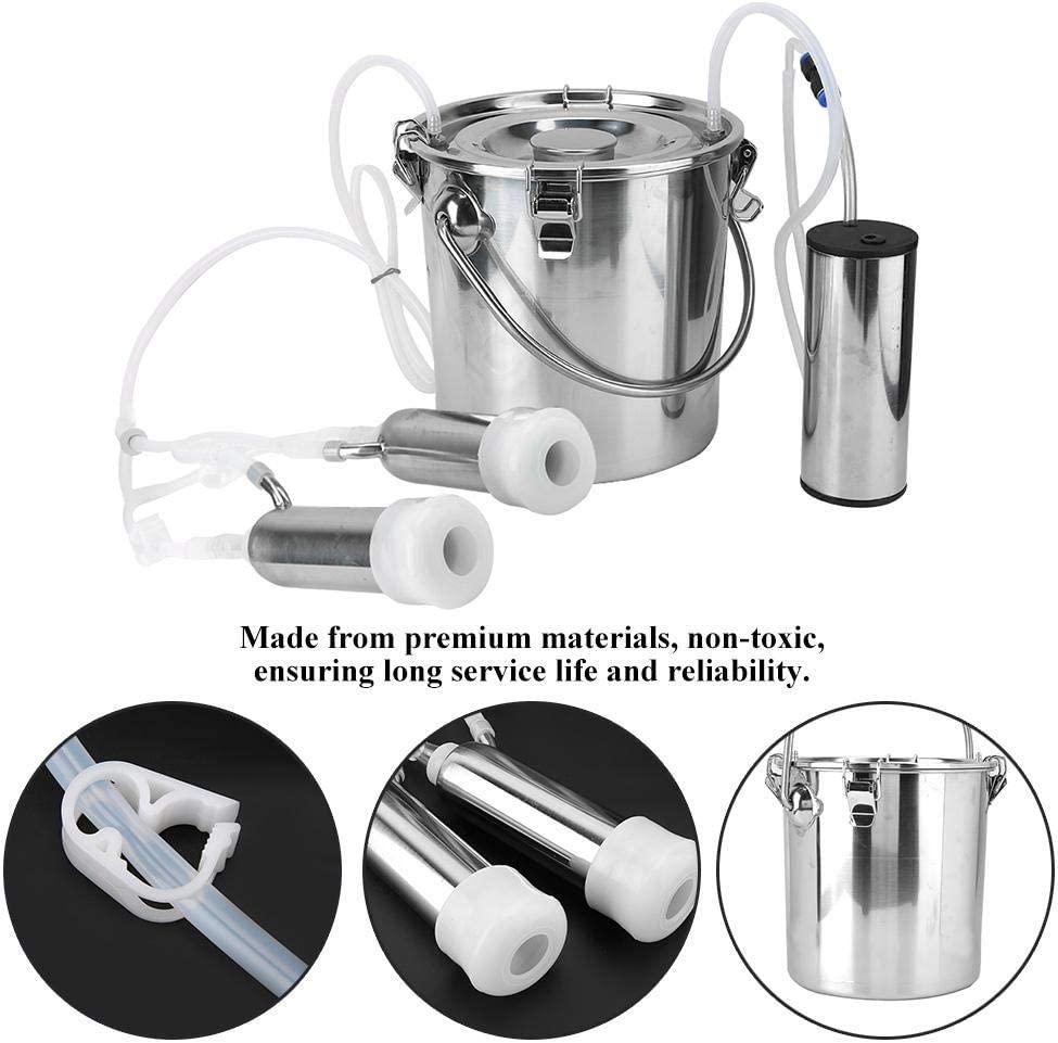 HEEPDD 5L Electric MilMachine Kit, Minitype Portable  Steel Double Head Milker Machine Household Electric Sheep Goat Cow MilMachine (for Cow US Plug)