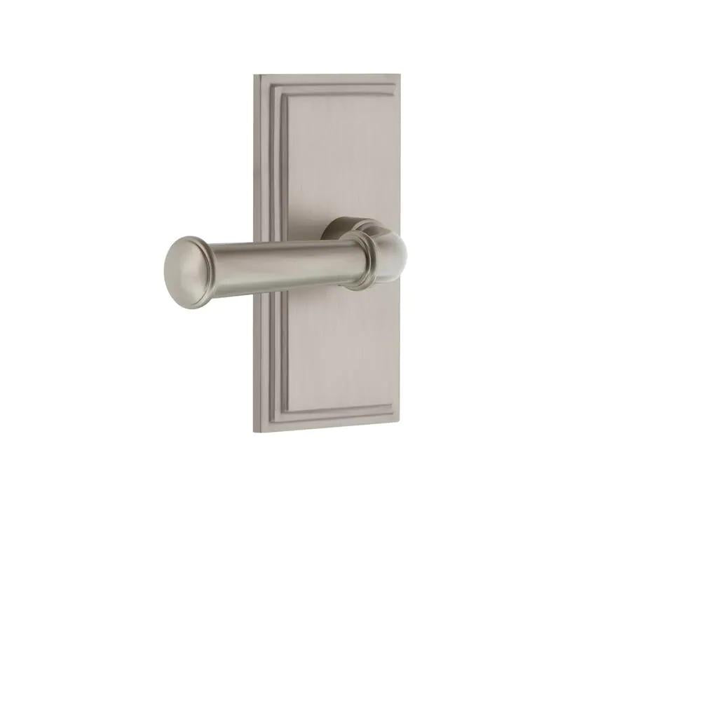 Carre Plate 2-3/8 in. Backset Satin Nickel PassaHall/Closet with Georgetown Door Lever