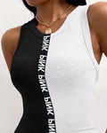 Colorblock Letter Print Tank Dress
