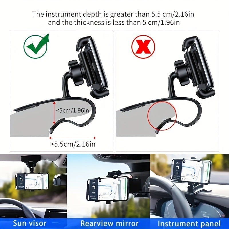 Angle-Adjustable Car Phone Mount: Rotate &amp; Secure Your Phone For Easy Accessibility