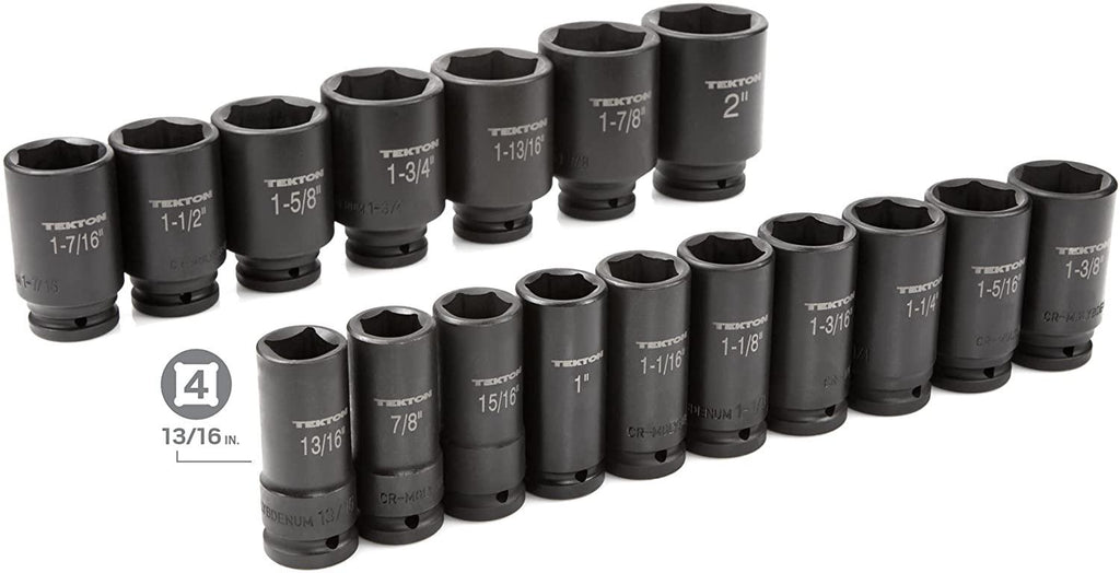 TEKTON 3/4 Inch Drive Deep 6-Point Impact Socket Set, 22-Piece (7/8-2 in.) | 48995