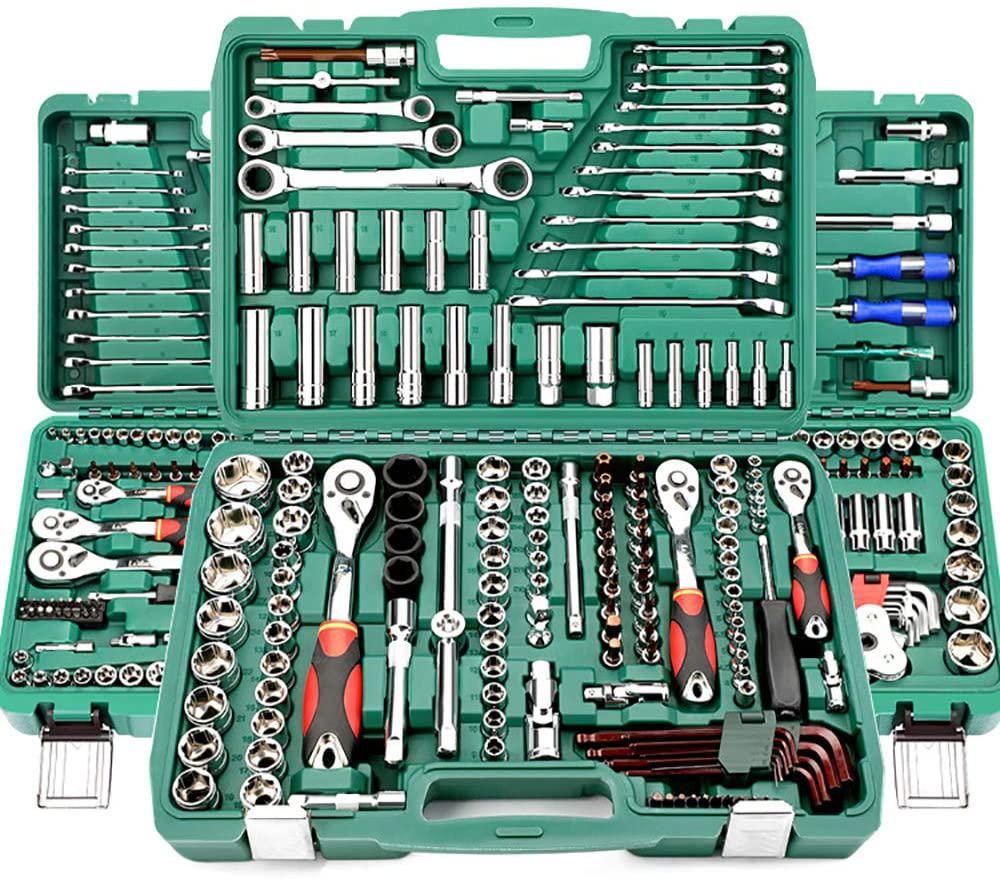 151 78 94 108 16 Pieces Socket Wrench Tool Sets Auto Repair Mixed Tool Combination PackaHand Tool Kits with Plastic Toolbox StoraCase