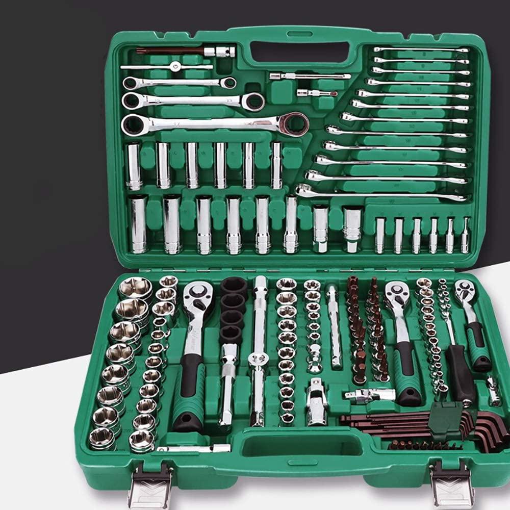 151 78 94 108 16 Pieces Socket Wrench Tool Sets Auto Repair Mixed Tool Combination PackaHand Tool Kits with Plastic Toolbox StoraCase