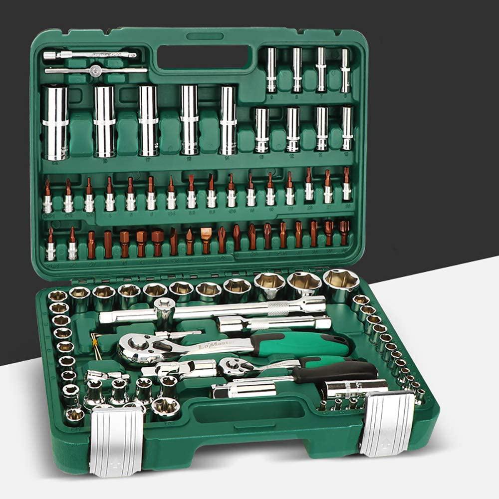 151 78 94 108 16 Pieces Socket Wrench Tool Sets Auto Repair Mixed Tool Combination PackaHand Tool Kits with Plastic Toolbox StoraCase