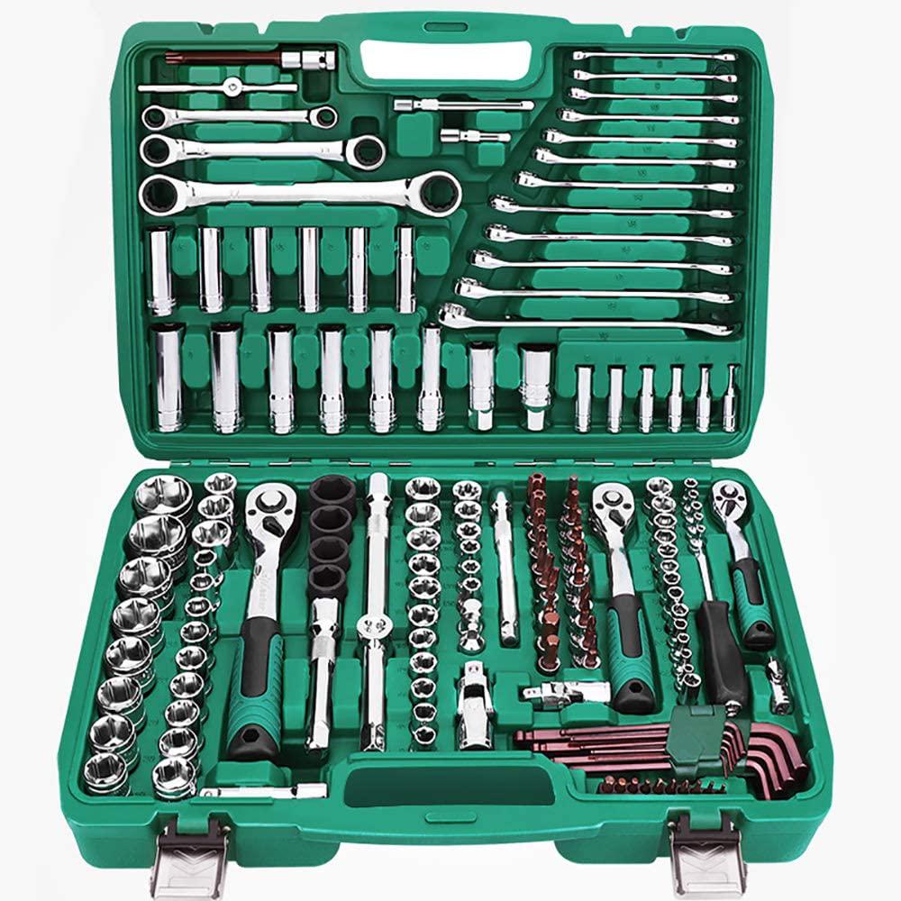 151 78 94 108 16 Pieces Socket Wrench Tool Sets Auto Repair Mixed Tool Combination PackaHand Tool Kits with Plastic Toolbox StoraCase