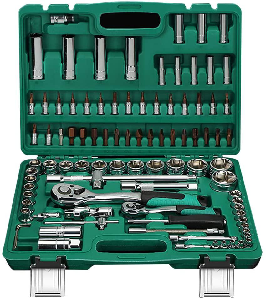 151 78 94 108 16 Pieces Socket Wrench Tool Sets Auto Repair Mixed Tool Combination PackaHand Tool Kits with Plastic Toolbox StoraCase