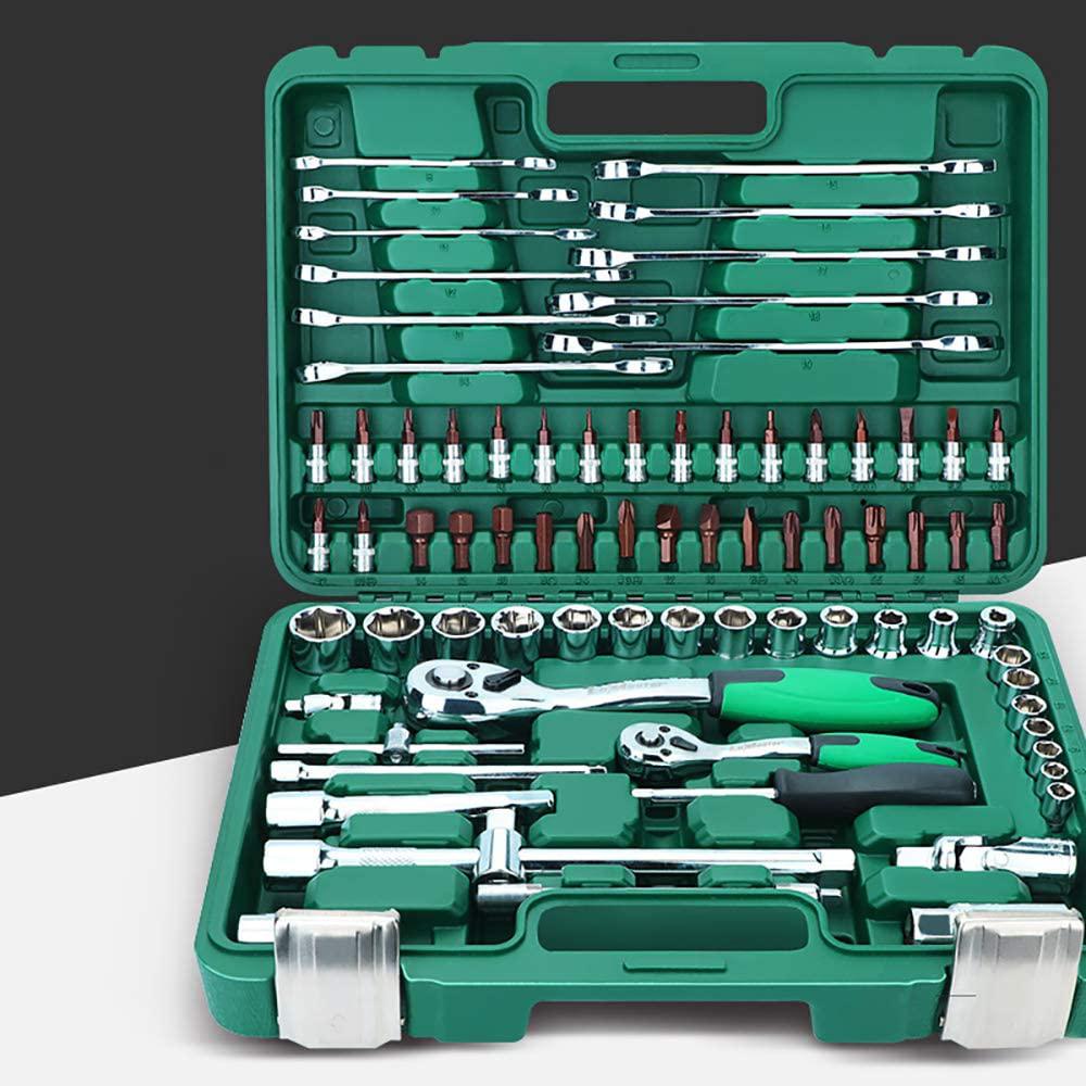 151 78 94 108 16 Pieces Socket Wrench Tool Sets Auto Repair Mixed Tool Combination PackaHand Tool Kits with Plastic Toolbox StoraCase