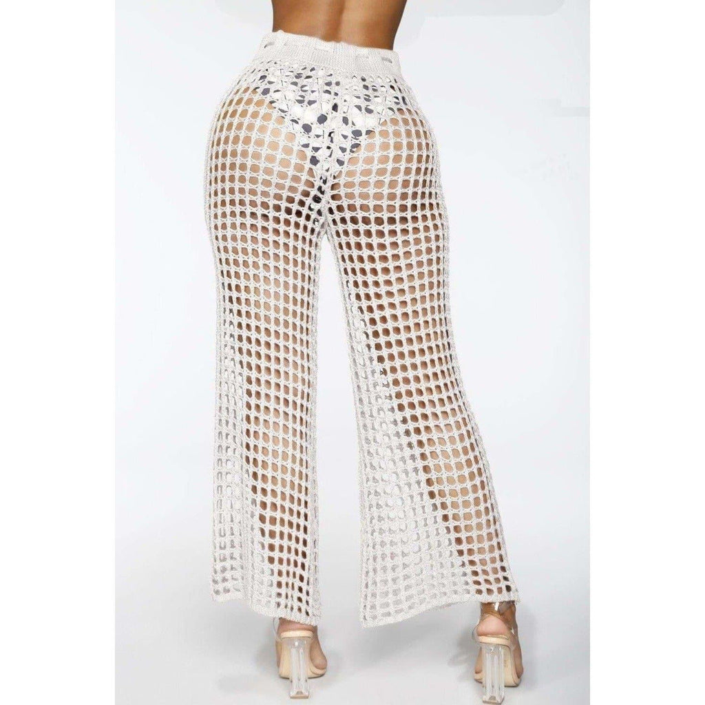 summer see through wide trousers