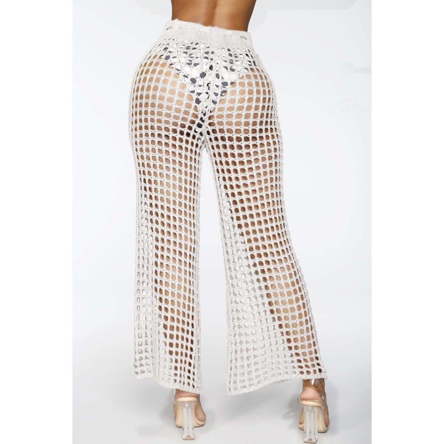 summer see through wide trousers