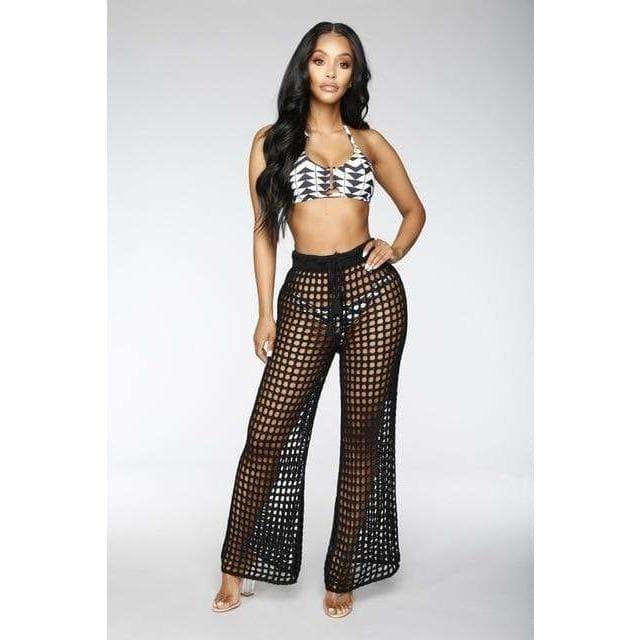 summer see through wide trousers