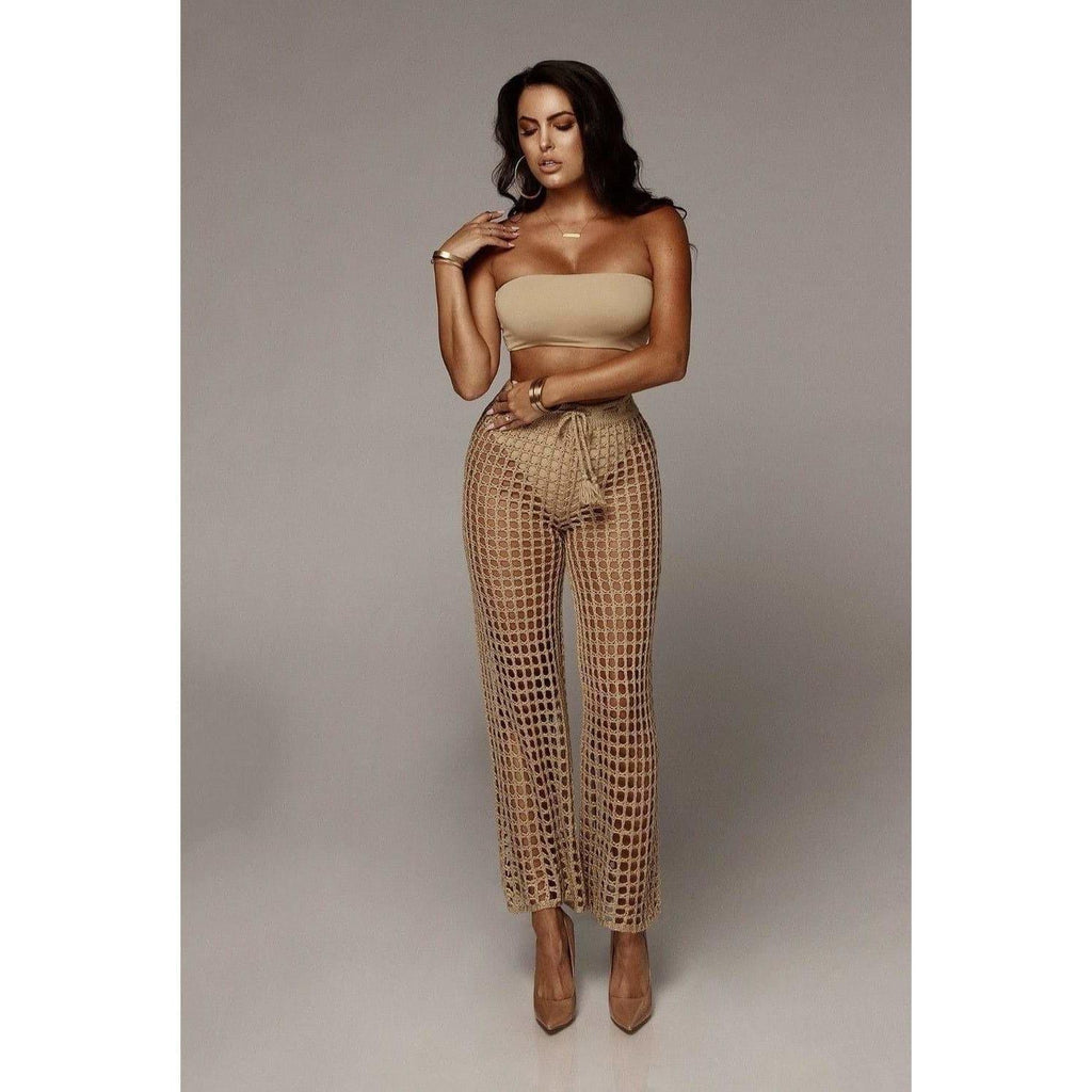 summer see through wide trousers