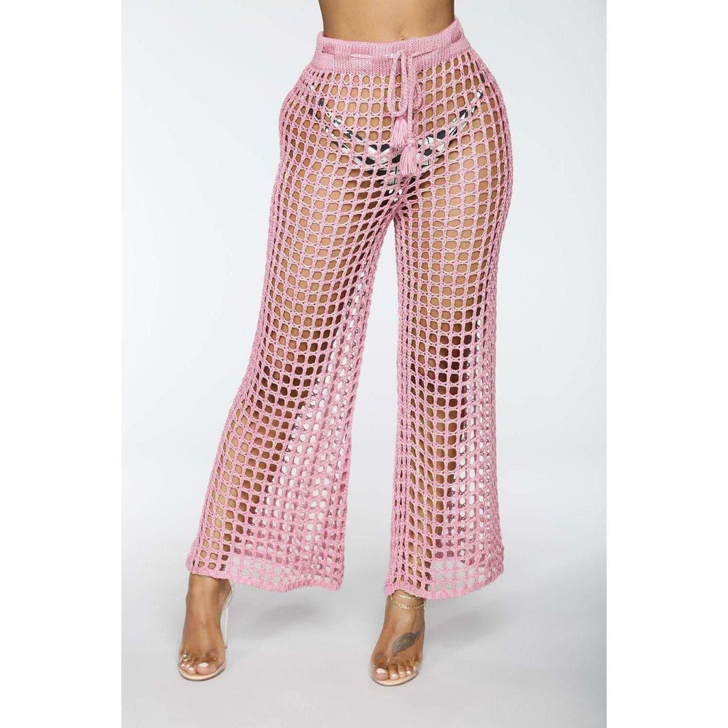 summer see through wide trousers
