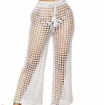 summer see through wide trousers