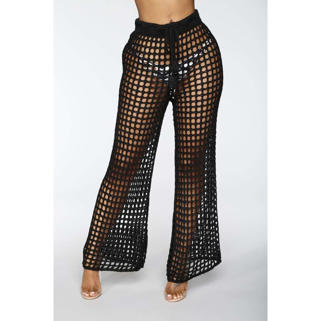 summer see through wide trousers