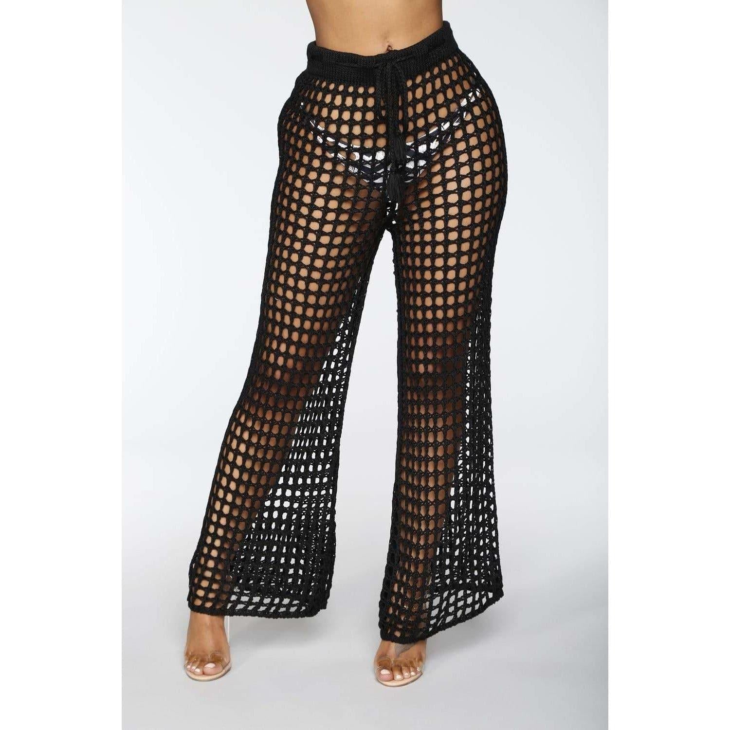 summer see through wide trousers