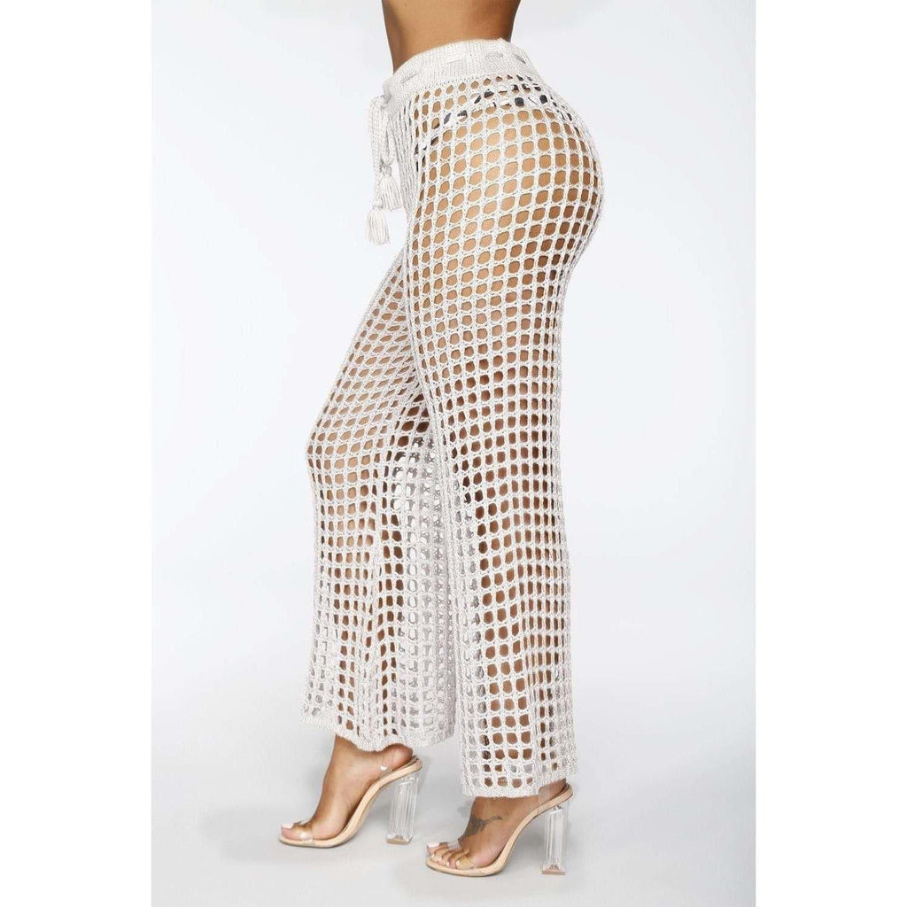 summer see through wide trousers
