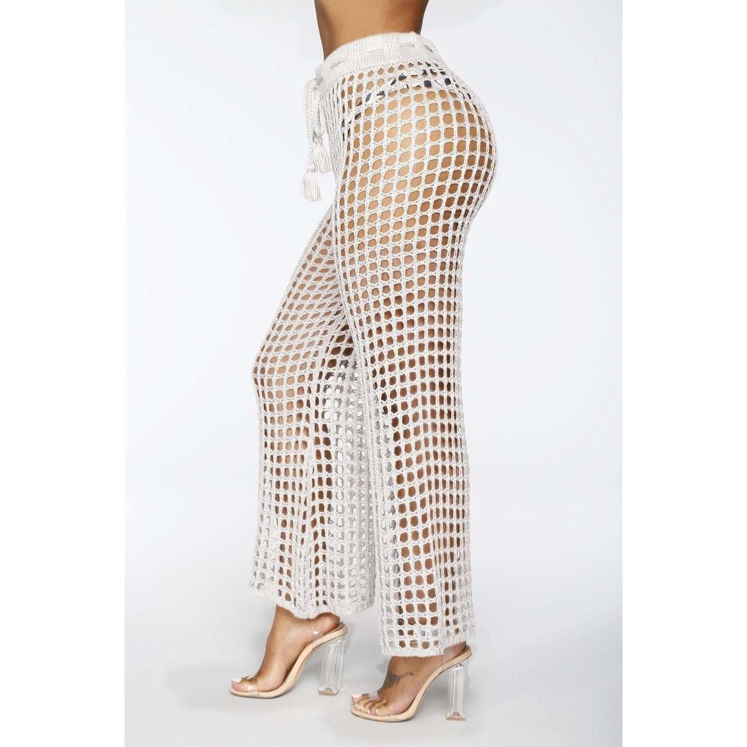summer see through wide trousers