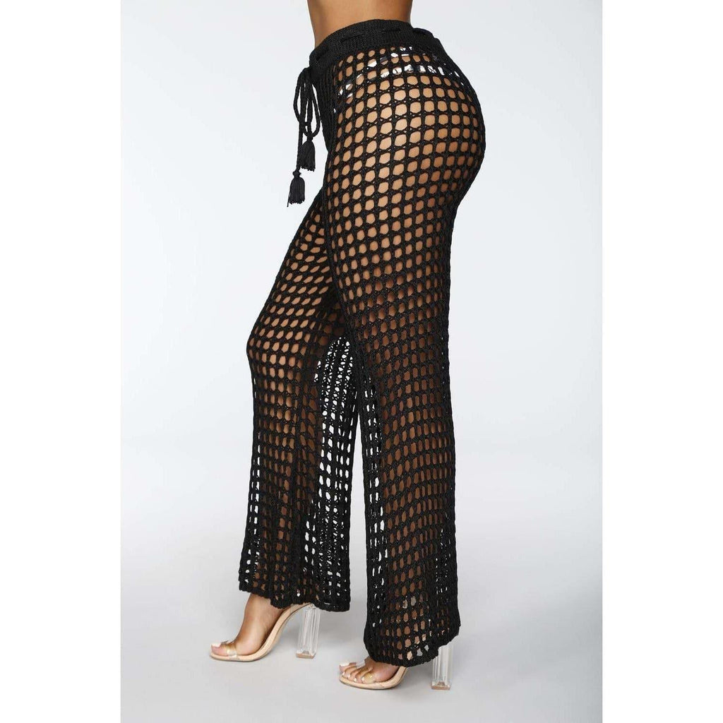summer see through wide trousers
