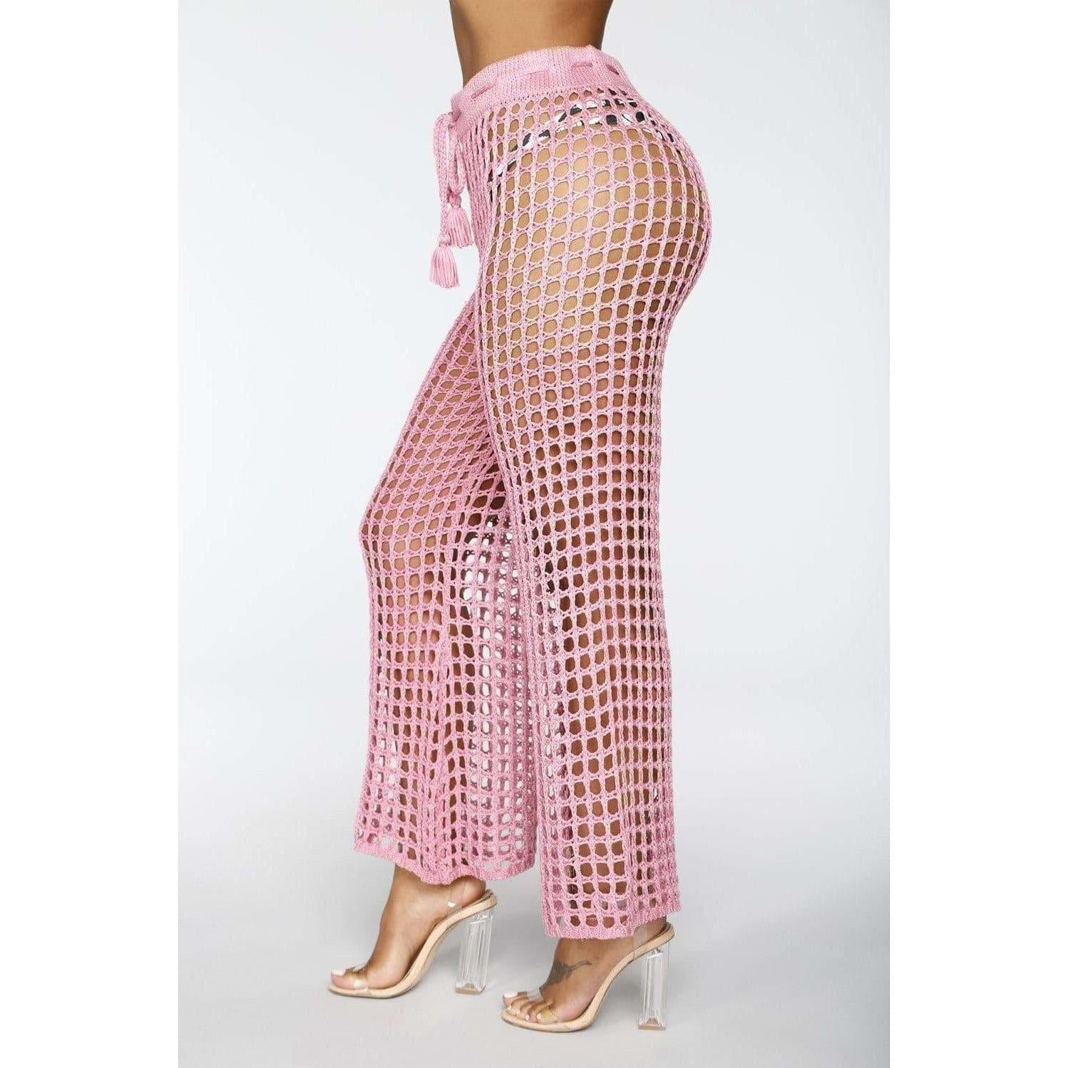 summer see through wide trousers