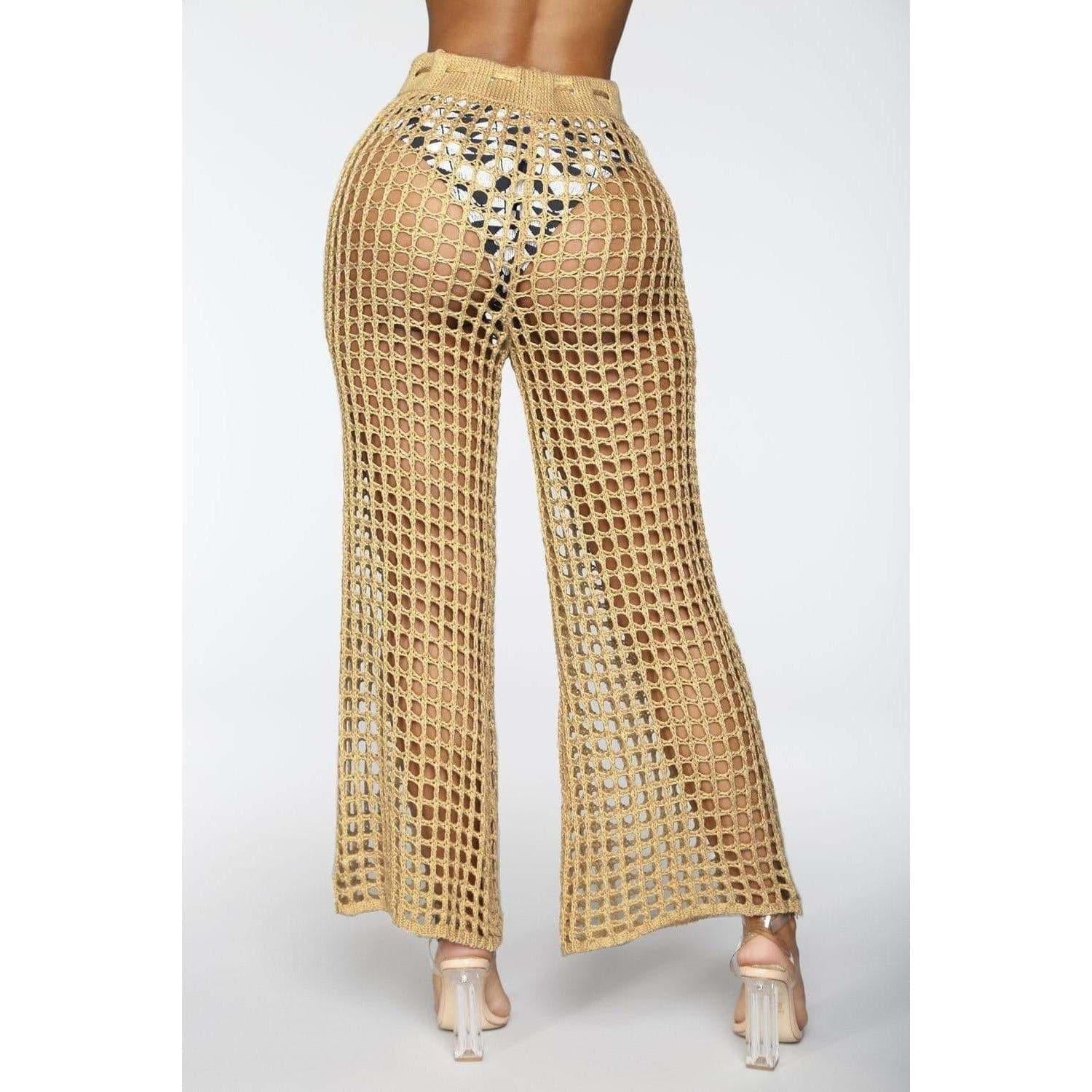 summer see through wide trousers