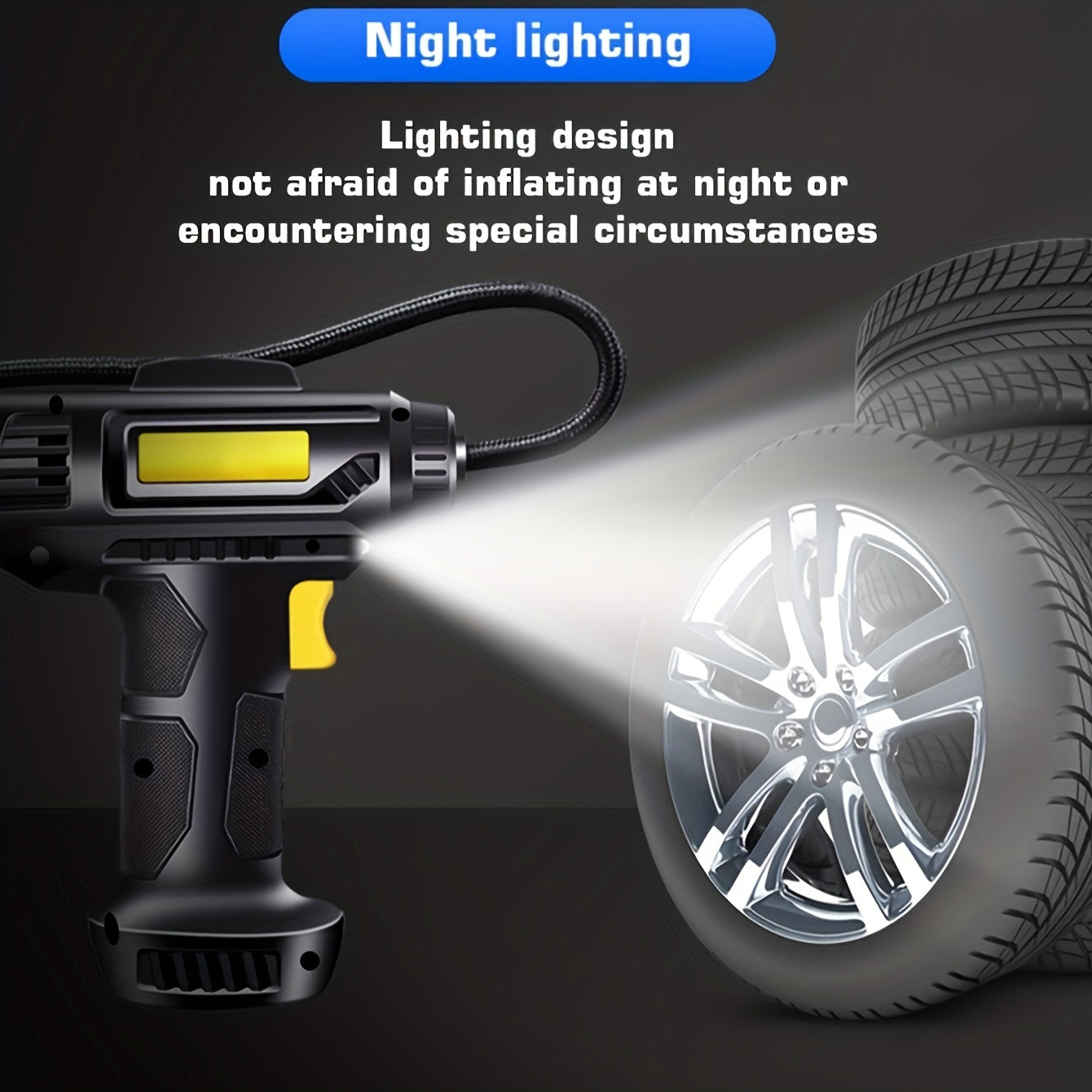 120W Portable Car Air Compressor, Wired/Wireless Handheld Car Inflatable Pump Electric, Automobiles Tire Inflator With LED Light For Car