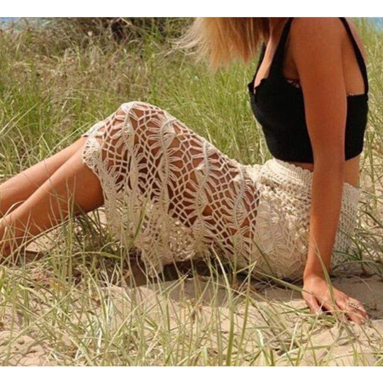 lace crochet midi skirt