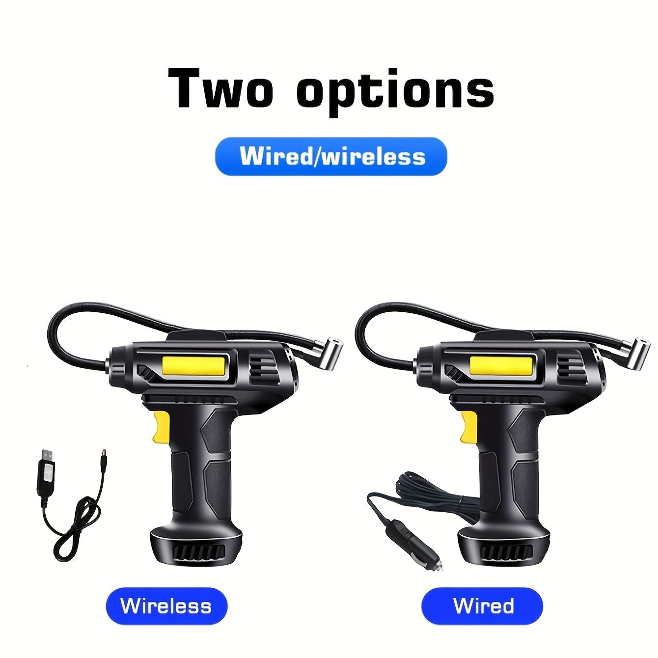120W Portable Car Air Compressor, Wired/Wireless Handheld Car Inflatable Pump Electric, Automobiles Tire Inflator With LED Light For Car