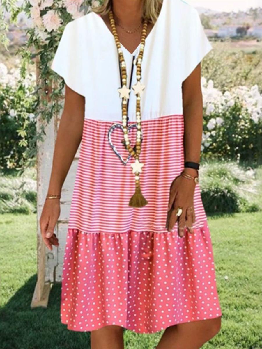 V-neck Floral Printed Shift Dress