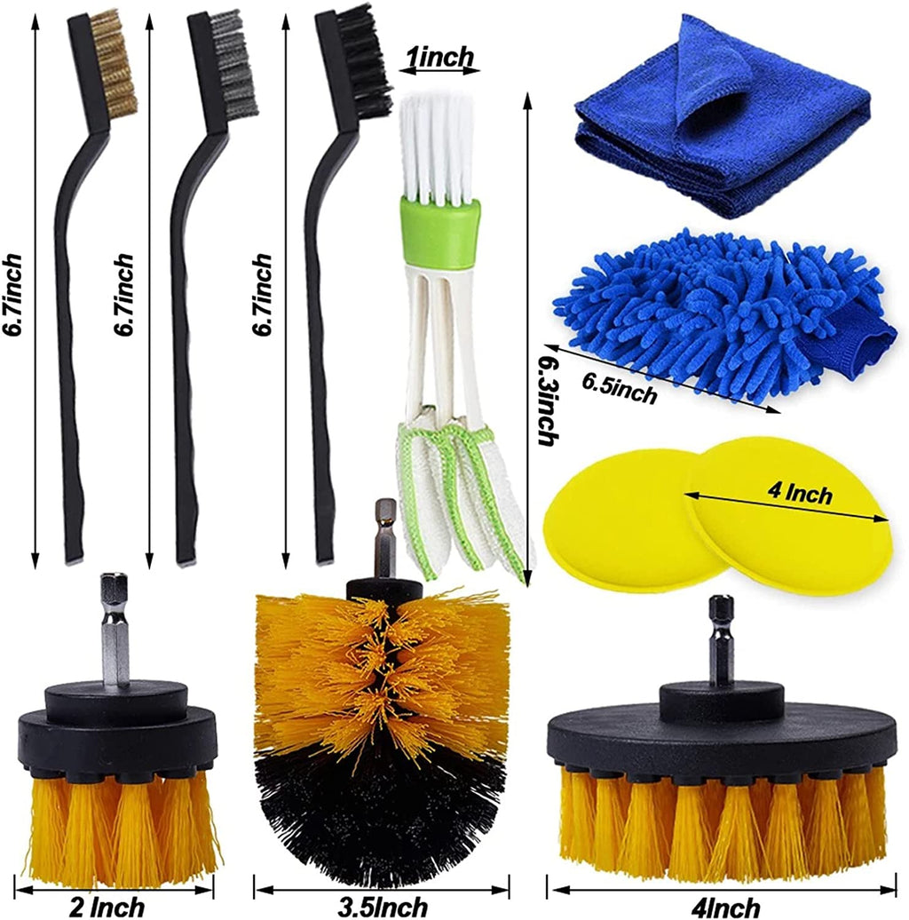 26Pcs Car Detailing Brush Set, Car Detailing Kit, Car Drill Brush/Wheel Brushes/Air Vent Brush/Buffing SponPads Kit/Washing Mitt/Cleaning Cloth