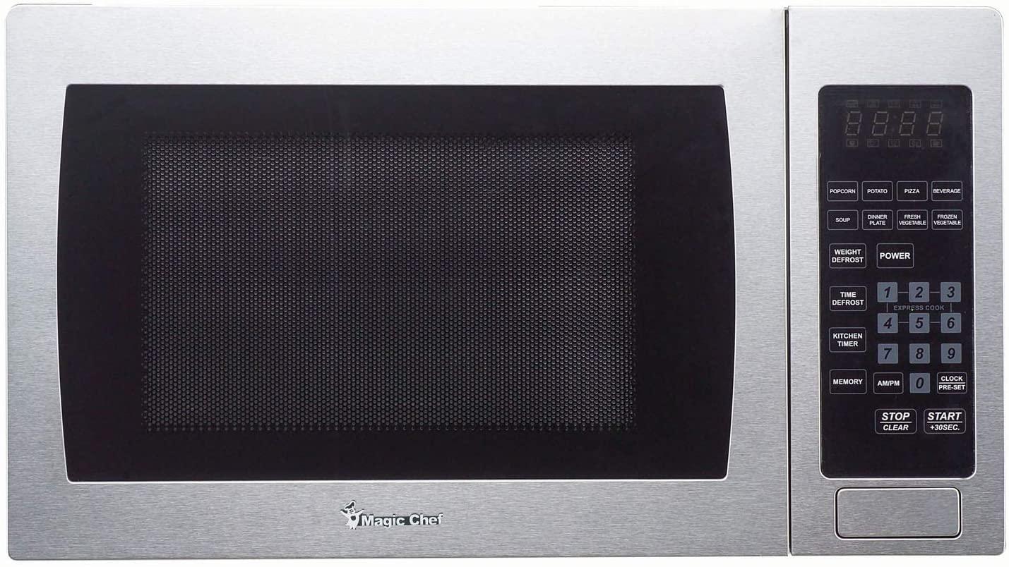 Magic Chef Cu. Ft. 900W Countertop Oven with  Steel Front MCM990ST 0.9 cu.ft. Microwave, 9