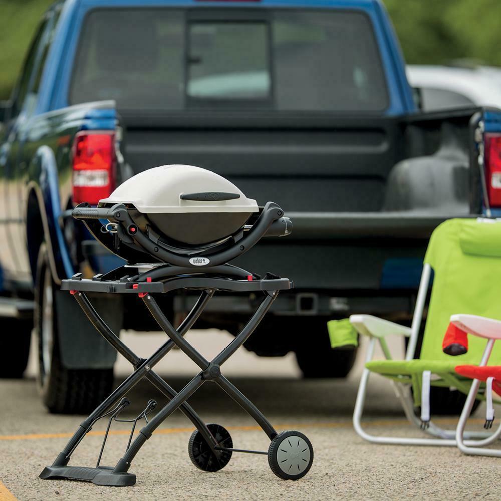 Portable Grill Combo 1-Burner Portable Folding Shelf Propane Gas Cart Red