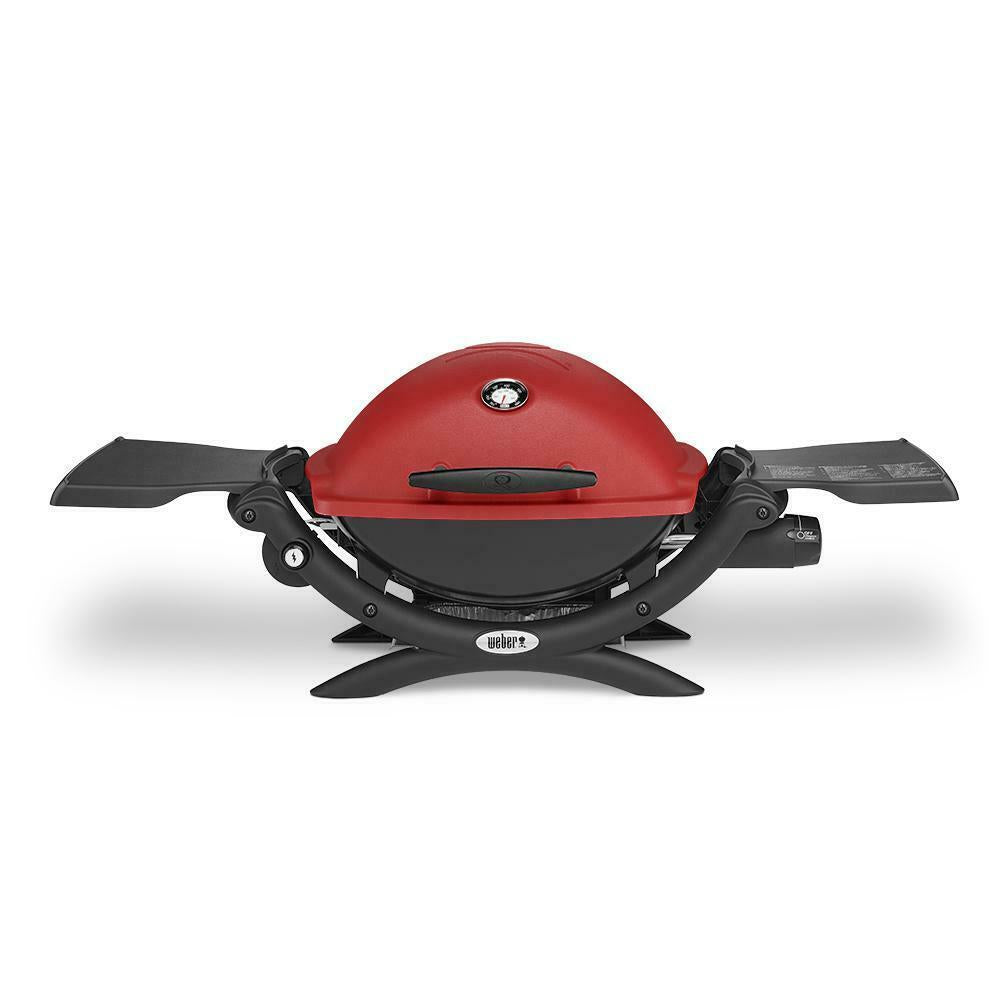 Portable Grill Combo 1-Burner Portable Folding Shelf Propane Gas Cart Red