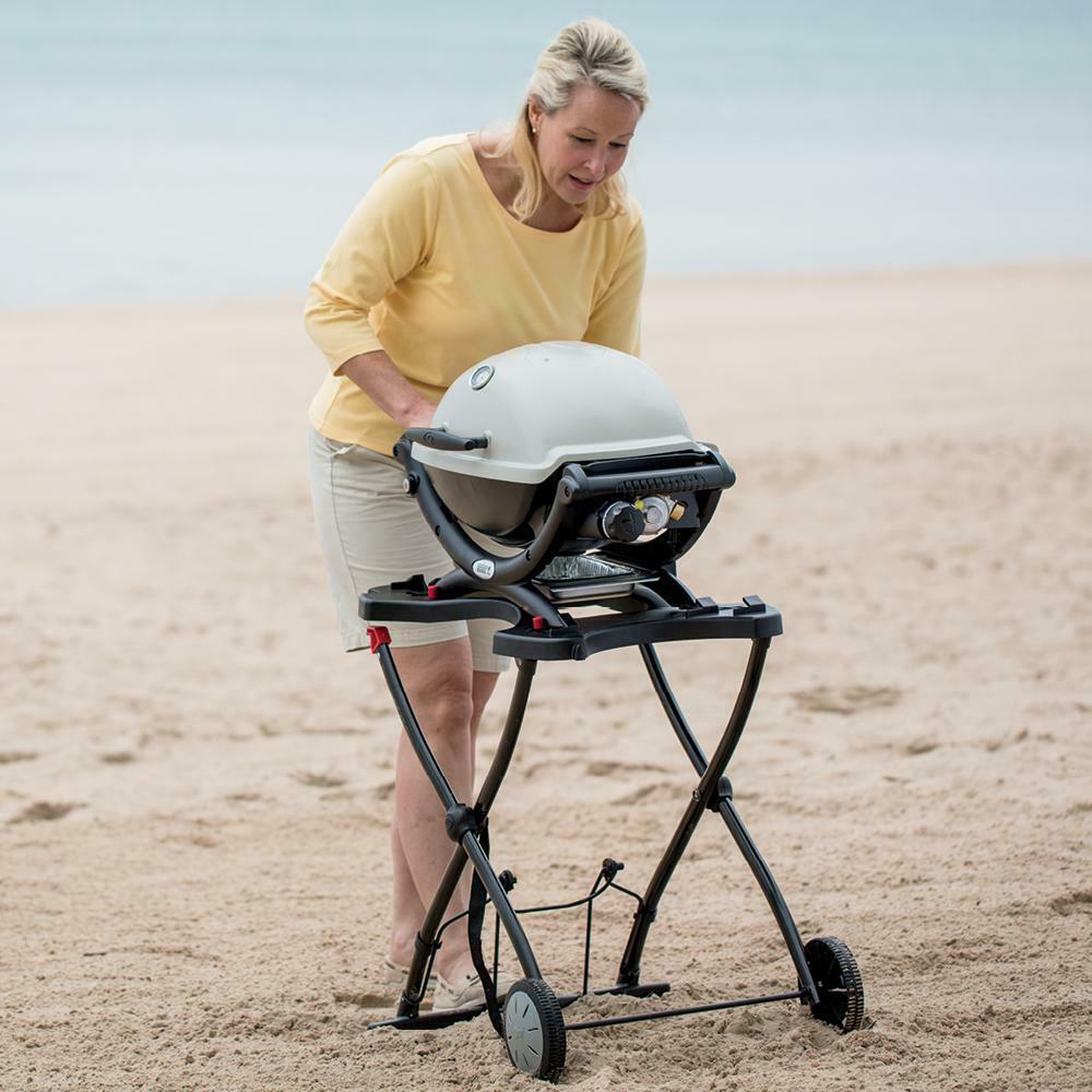 Portable Grill Combo 1-Burner Portable Folding Shelf Propane Gas Cart Red
