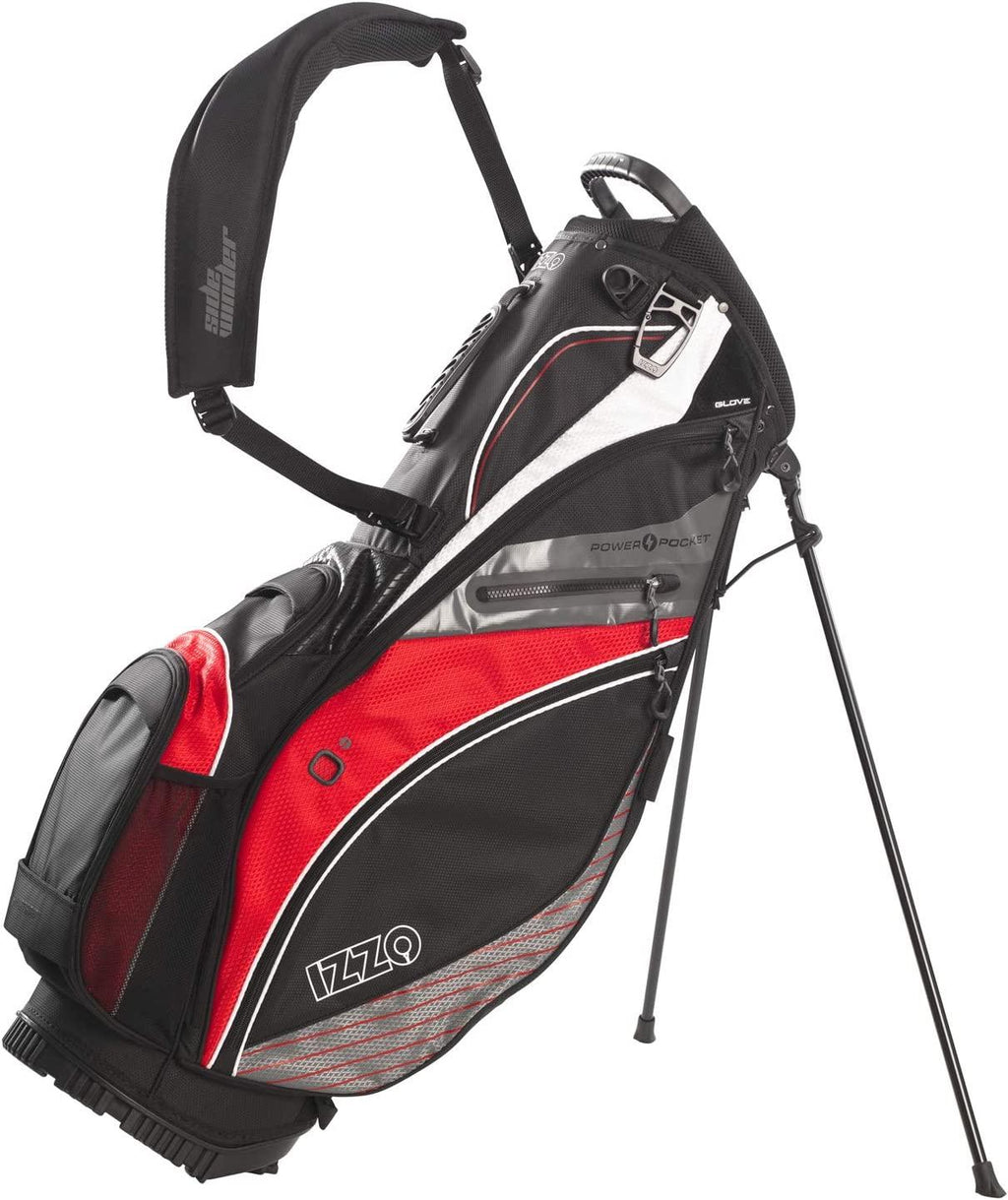 Izzo Golf Izzo Ultra-Lite Stand Golf Bag With Exclusive Features, Black/Gray/Red