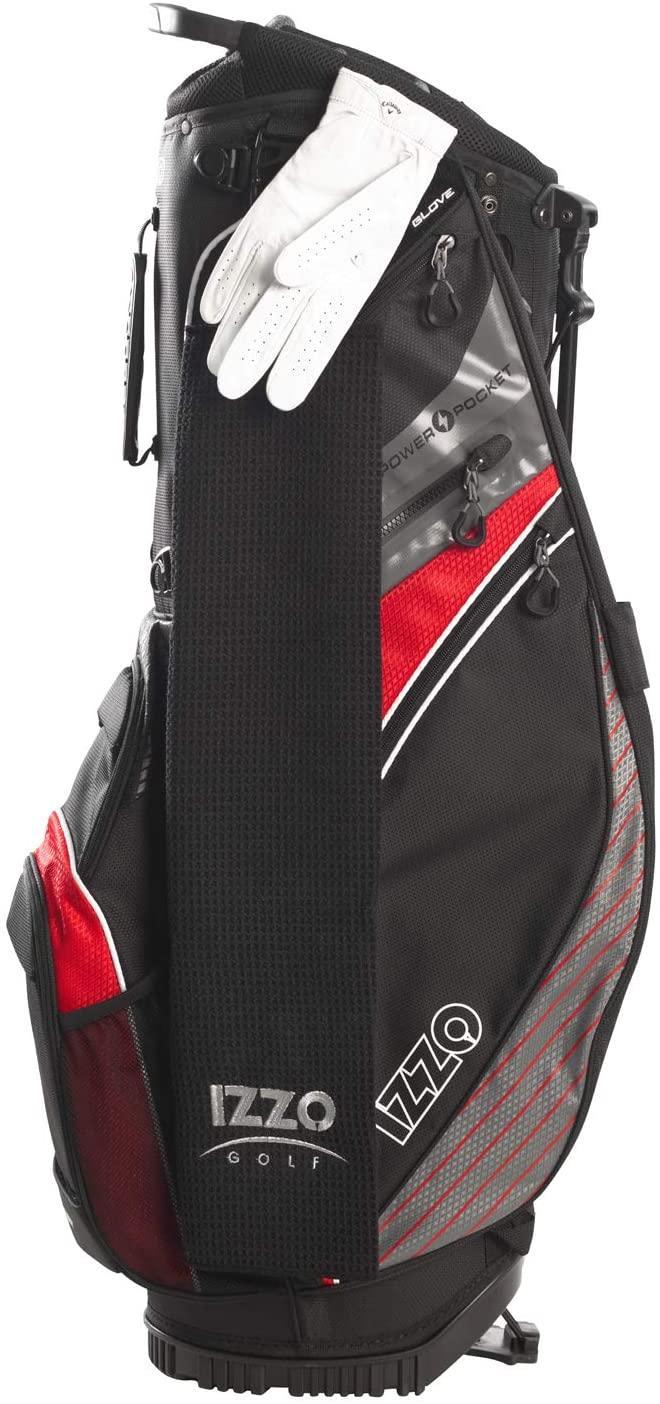 Izzo Golf Izzo Ultra-Lite Stand Golf Bag With Exclusive Features, Black/Gray/Red