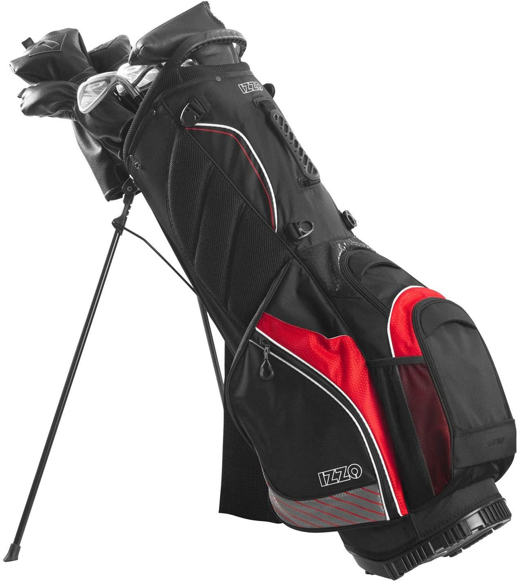 Izzo Golf Izzo Ultra-Lite Stand Golf Bag With Exclusive Features, Black/Gray/Red