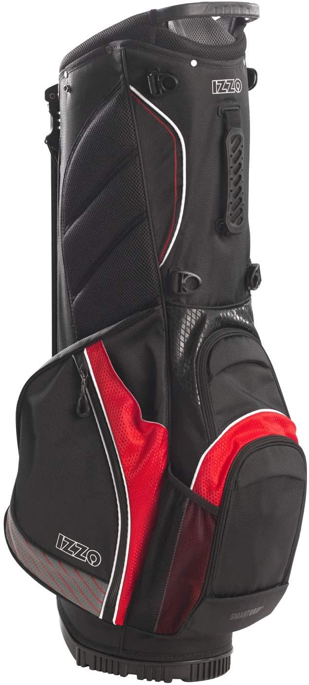 Izzo Golf Izzo Ultra-Lite Stand Golf Bag With Exclusive Features, Black/Gray/Red
