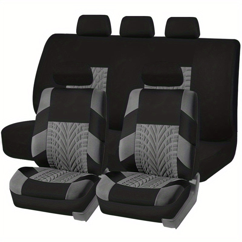 Car Seat Covers, Polyester Full Set Universal Seat Protector Decoration Thick Foam (1bag Of Metal Hooks Put In One Of The Headrest Covers）