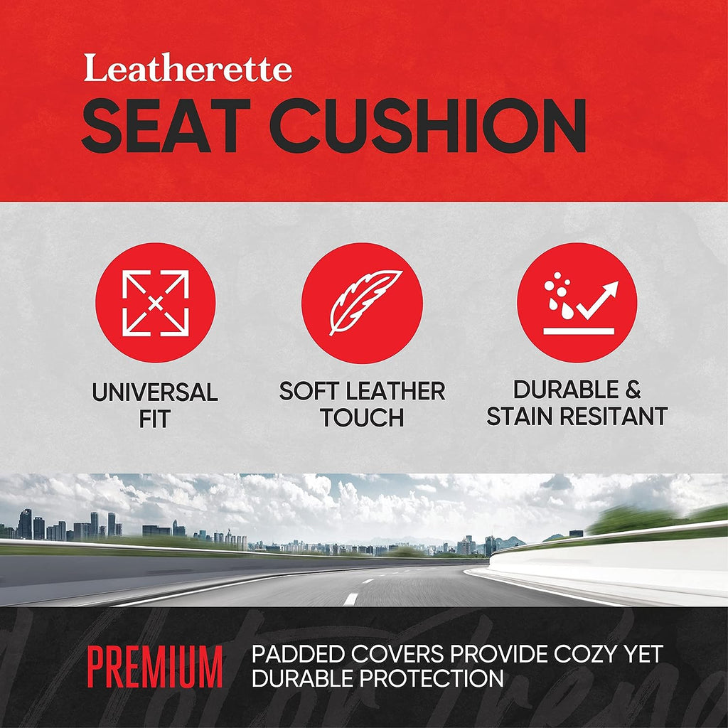 Motor Trend Gray Faux Leather 1-Piece Padded Car Seat Protector with Storage Pockets, Premium Interior Front Seat Cover for Cars Truck SUV Auto