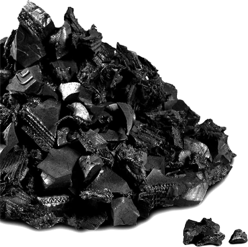 NuPlay Rubber Mulch Landscaping Bark – Rubber Nugget Weed Barrier Garden Ground Cover, 4 Pack, Black