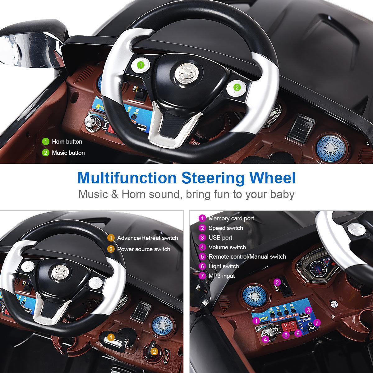 Goplus 6V Kids Ride On Car RC Remote Control Battery Powered w/ LED Lights MP3 Black